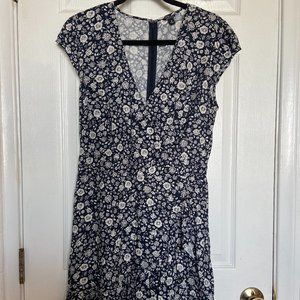 J. Crew Mercantile Navy Blue & White Floral Dress